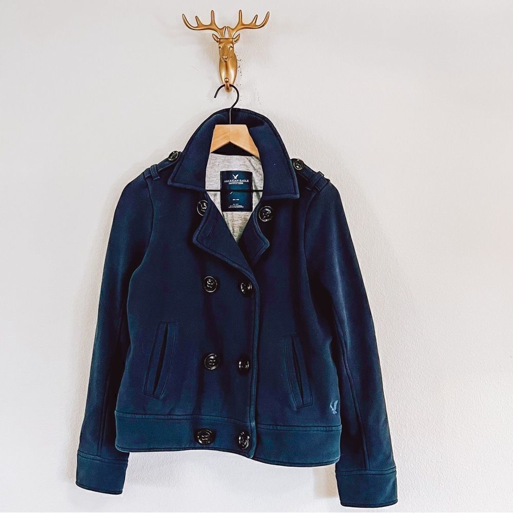 AMERICAN EAGLE Women's Dark Blue Button Front Coat Size Medium